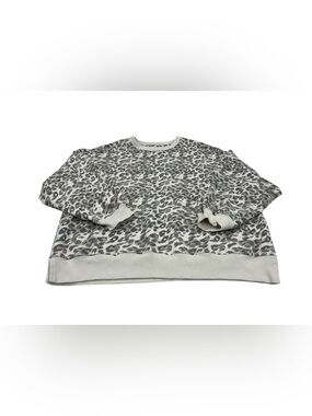 Aerie Oversized Crewneck Sweatshirt in Grey Leopard Print